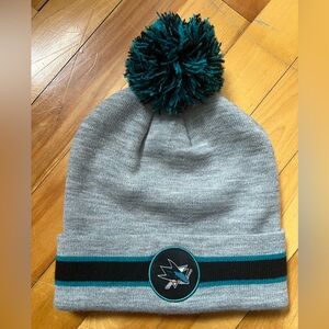 Fanatics San Jose Sharks Gray Beanie with Black and Teal Accents